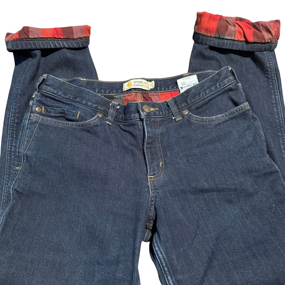 Carhartt Blaine Buffalo Plaid Flannel Lined Rugged Flex Jeans, Women's Size 10